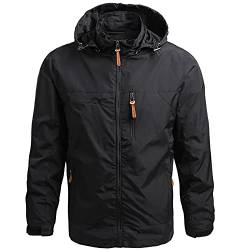 FEOYA Sommerjacke Herren Übergangsjacke Wanderjacke Herren Wasserdicht Atmungsaktiv Outdoorjacke Herren Leichte Wanderjacke Funktionsjacke Mit Abnehmbarer Kapuze L von FEOYA