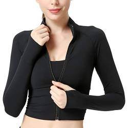 FEOYA Sportjacke Damen Laufjacke Trainingsjacke Voll Reißverschluss Slim Fit Sweatjacke mit Stehkragen von FEOYA