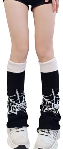 FEOYA Stulpen Damen Y2K Japanische Lolita Beinstulpen Winter Warme Lose Gestrickte Beinwärmer 80er Harajuku Lange Socken Goth Stil für Studenten Mädchen 1 Paar von FEOYA