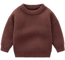 FEOYA Sweat Baby Kleinkind Pullover Jungen Mädchen Strickpullover Lose Langarm warme Kleinkinder Neugeborene Shirt Herbst Winter Kleidung Unisex Outwear Braun 2-3 Jahre von FEOYA