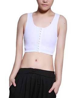 FEOYA - Tomboy Trans Korsett Tank Top Brustgurt Unterwäsche für Lesben atmungsaktiv elastisch verstellbar - Weiß/M von FEOYA