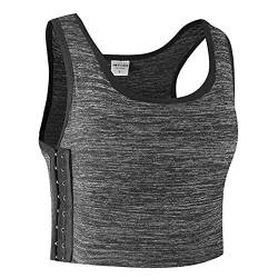 FEOYA - Tomboy Trans Lesben Mesh Chest Binder mit Gummiband Trägershirt Korsett Gürtel BH Brustbinder Slim Fit Flat Chest für Cosplay FTM - Schwarz / 2X von FEOYA