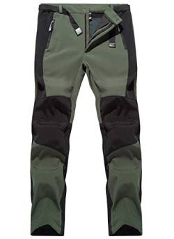 FEOYA Wanderhose Herren Grün Wasserdicht Freizeithose Trekking mit Gürtel Softshellhose Outdoorhose Fleecehose Männer Winter Herbst Skihose Herren von FEOYA