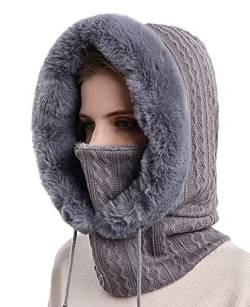 FEOYA Winter Warm Mütze Halswärmer Gefüttert Balaclava Gesichtsmaske Outdoor Sport Kapuzenschal Winddicht Gesichtshaube von FEOYA