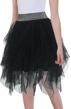 FOEYA Mädchen Tanz Tutu Rock Kinder Prinzessinrock Minirock Tüllrock Ballett Rock mit Elastischer Kleinkind Petticoat Mehrschichtiger Puffy Tüll Mesh Schwarz 1 9-10 Jahre von FEOYA