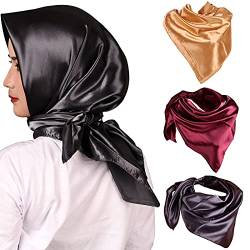 Schal für Damen Kopftücher Headwrap 4PCS Frauen Halsschals Gap Kopftuch Einfarbig Satin Turban Kopfbedeckung Bandana Mädchen Halstuch -90 * 90cm von FEOYA