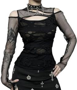 Tops Damen Gothic Sexy Chic Crop Cami Top mit Spitze T-Shirts Cropped Tank Top Bauchfrei Y2K Vintage Punk Träger Oberteile Sommer Mädchen Mode Weste - M von FEOYA