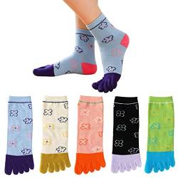 Zehensocken 3 Paar Socken Damen Sport laufende Zehe Socken Sportsocken Baumwoll Zehensocken Low Cut fünf Finger Socken Yoga von FEOYA
