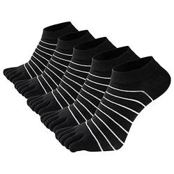 Zehensocken Damen Fünf Finger Socken Yoga aus Baumwolle Damen Sneaker Socken mit Zehen für Sport Laufende Freizeit atmungsaktive und bunte Socken 5 Paare von FEOYA
