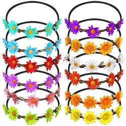 FEPITO 12 Stücke Blume Stirnband Garland Multicolor Blumenkranz Böhmen Blumenkrone für Frauen Mädchen von FEPITO