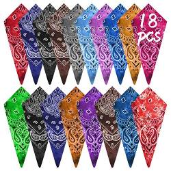 FEPITO 18 Stück Cotton Tie Dye Bandana Paisley Bandanas Verschiedene Cowboy-Taschentücher für Männer und Frauen (15 Farben) von FEPITO