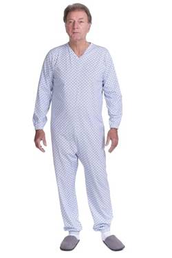Baumwollpyjama für ältere Menschen mit Reißverschluss auf der Rückseite – 9012/1 – Herren, für Inkontinenz und Alzheimer (XL) von FERRUCCI COMFORT