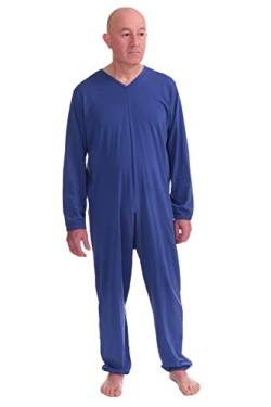 FERRUCCI COMFORT Einteiliger Pyjama für Senioren mit Rückenverschluss - 9078 ML PL - Blau, Bei Inkontinenz, Alzheimer oder Demenz, Verschluss hinten (XXL) von FERRUCCI COMFORT