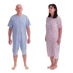 FERRUCCI COMFORT Einteiliger Pyjama mit Reißverschluss am Rücken und kurzen Ärmeln - 9008/6 - Für ältere Menschen, Alzheimer, Inkontinenz (Blau, XL) von FERRUCCI COMFORT