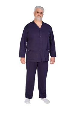 FERRUCCI COMFORT Pyjama für Herren, bequeme Passform, Strickjacke aus Baumwolle – Langarm und lange Hose – Dunkelblau, blau, 3XL Große Größen von FERRUCCI COMFORT
