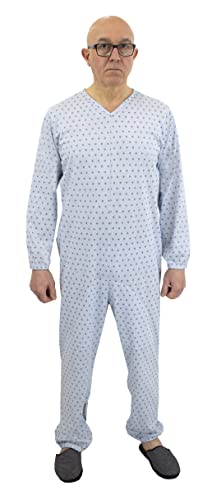FERRUCCI COMFORT Pyjama für ältere Menschen mit 3 Reißverschlüssen am Rücken und an der Beininnenseite, für Alzheimer, Inkontinenz und Rehabilitation (Blau, M) von FERRUCCI COMFORT