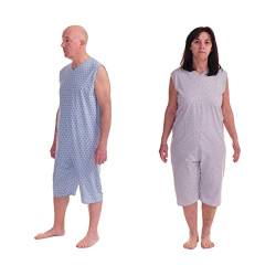FERRUCCI COMFORT Pyjama mit Rückenverschluss, ärmellos - 9008/7 - Sommer, für ältere Menschen, Inkontinenz oder Alzheimer (Blau, L) von FERRUCCI COMFORT