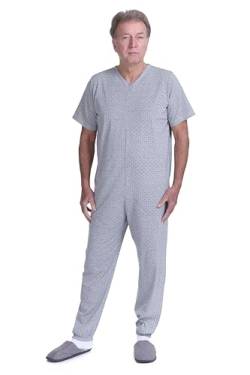 FERRUCCI COMFORT Schlafanzug für Gesundheit, Kurzarm, 1 Reißverschluss/Reißverschluss hinten im Sommer, Alzheimer, Inkontinenz (Herren Grau, XXL) von FERRUCCI COMFORT