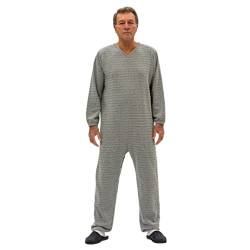 FERRUCCI COMFORT Winter-Sanitärpyjama mit Rückenreißverschluss, 9014/1, für Inkontinenz, Alzheimer, Demenz, Schwerer Stoff, Baumwolle und Polyester (Grau, M) von FERRUCCI COMFORT