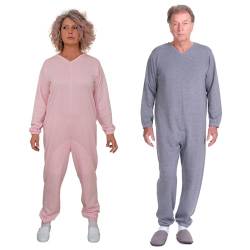 FERRUCCI COMFORT Wintersanitärpyjama mit Rückenreißverschluss - 9014/1 - Für Alzheimer, Inkontinenz, Ältere Männer/Frauen (Blau, L) von FERRUCCI COMFORT