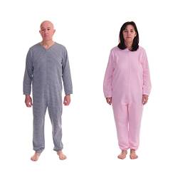 FERRUCCI COMFORT Wintersanitärpyjama mit Rückenreißverschluss - 9014/1 - Für Alzheimer, Inkontinenz, Ältere Männer/Frauen (Grau, L) von FERRUCCI COMFORT