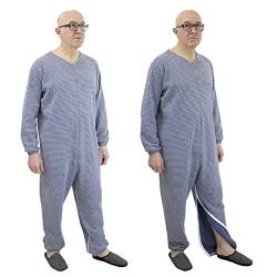 Ferruci Comfort Schlafanzug für Sanitär, bequem, mit 3 Reißverschlüssen, Rücken, Innenbein für den Winter, schwerer Stoff, Azurblau/Blau, XL von FERRUCCI COMFORT