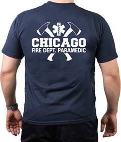 Chicago FIRE Dept. Axes and Star of Life Paramedic, Navy T-Shirt (XL) von FEUER1