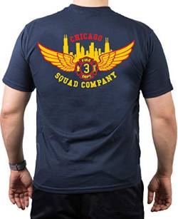 Chicago FIRE Dept. Squad 3 Eagle Wings, Skyline, Emblem, T-Shirt Navy (M) von FEUER1