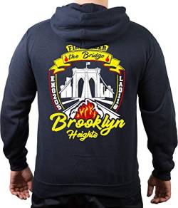 FEUER1 Hoodie Navy, New York City Fire Dept. Brooklyn Bridge (E-205/L-118) L von FEUER1