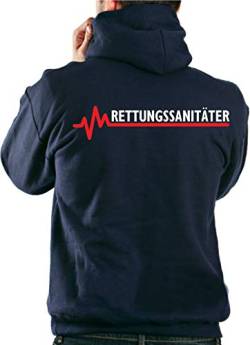 FEUER1 Hoodie Navy, RETTUNGSSANITÄTER mit roter EKG-Linie XL von FEUER1