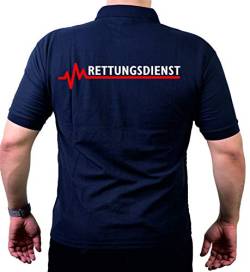 FEUER1 Poloshirt Navy, Rettungsdienst mit roter EKG-Linie L von FEUER1