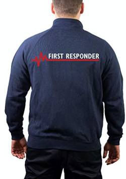 FEUER1 Sweatjacke Navy, First Responder mit roter EKG-Linie M von FEUER1