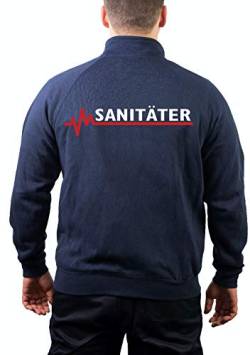 FEUER1 Sweatjacke Navy, SANITÄTER mit roter EKG-Linie M von FEUER1