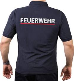 Poloshirt Navy, Feuerwehr Silber mit rotem Streifen (3XL) von FEUER1