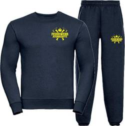 Sweat-Jogginganzug Navy, Feuerwehr ATEMSCHUTZ, Äxte Neongelb XL von FEUER1