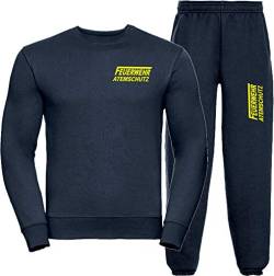 Sweat-Jogginganzug Navy, Feuerwehr ATEMSCHUTZ langes F Neongelb M von FEUER1