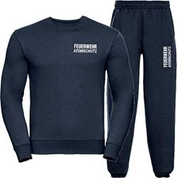 Sweat-Jogginganzug Navy, Feuerwehr ATEMSCHUTZ weiß L von FEUER1