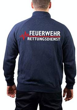 Sweatjacke Navy, Feuerwehr - Rettungsdienst mit roter EKG-Linie M von FEUER1