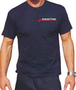 T-Shirt Navy, BERGRETTUNG mit roter EKG-Linie M von FEUER1