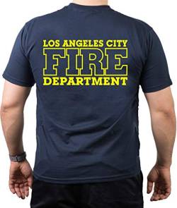 T-Shirt Navy, Los Angeles City Fire Department, neon Yellow XL von FEUER1