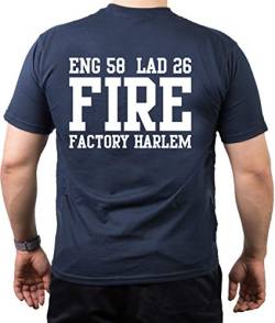 T-Shirt Navy, New York City Fire Dept.Fire Factory Harlem (E-58/L-26), XL von FEUER1