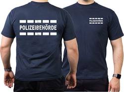 T-Shirt Navy, POLIZEIBEHÖRDE in Silber-reflektierend mit Streifendesign XL von FEUER1