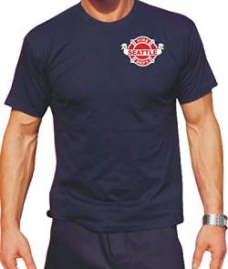 T-Shirt Navy, Seattle Fire Dept. Brustdruck zweifarbig L von FEUER1