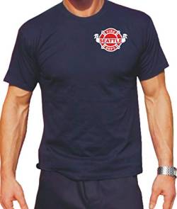 T-Shirt Navy, Seattle Fire Dept. Brustdruck zweifarbig M von FEUER1