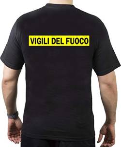 T-Shirt Nero, Vigili del Fuoco, Con bandiera XXL von FEUER1