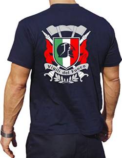 T-Shirt blu Scuro, Vigili del Fuoco, Con assi e fiamme XXL von FEUER1