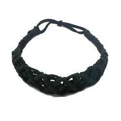 FEYLIE Geflochtenes Haarband, handgewebtes Baumwollseil, Häkel-Stirnbänder, elastisch, breit, geflochtenes Haarband, Bohemian-Haarschmuck für Frauen und Mädchen von FEYLIE