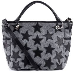 FEYNSINN Shopper STARS grau schwarz Handtasche mit langen Henkeln von FEYNSINN