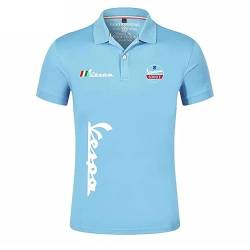 Poloshirt für Damen und Herren Kurzärmeliges T-Shirt mit Servizio Vespa Druck Lässige Business Tops für Zuhause/Reisen/Arbeit(Light Blue,L) von FEegar