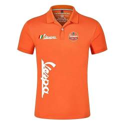 Poloshirt für Damen und Herren Kurzärmeliges T-Shirt mit Servizio Vespa Druck Lässige Business Tops für Zuhause/Reisen/Arbeit(Orange,M) von FEegar